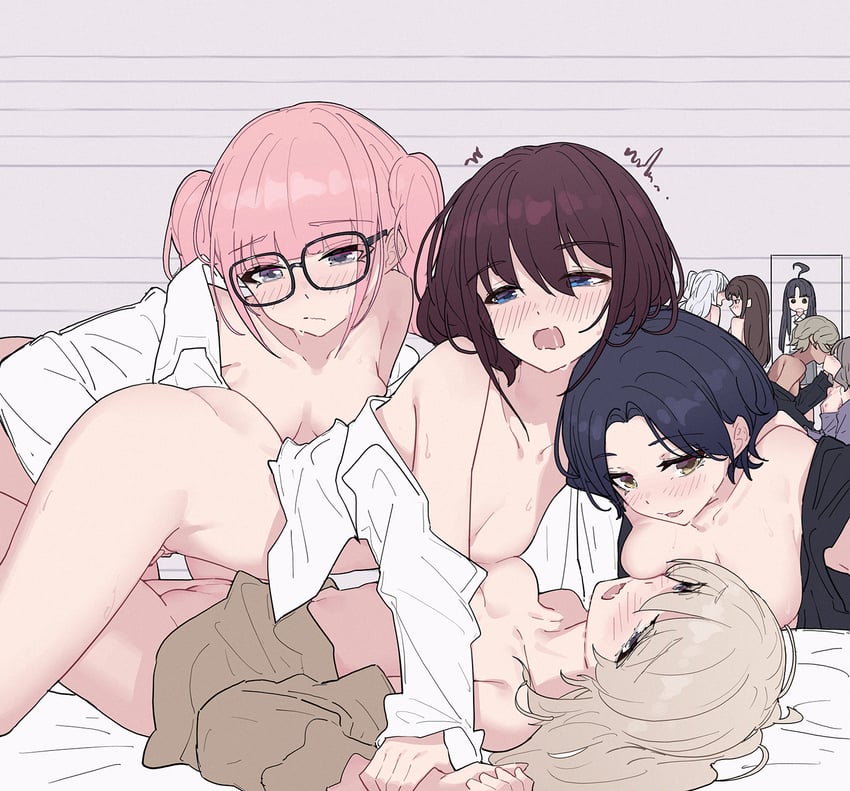 iseri nina, kawaragi momoka, awa subaru, ebizuka tomo, rupa, and 4 more (girls band cry) drawn by yun_cao_bing