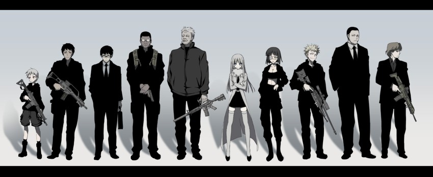 koko hekmatyar, sofia valmer, johnathan mar, lehm brick, lutz, and 5 more (jormungand) drawn by suzuri_(tennenseki)