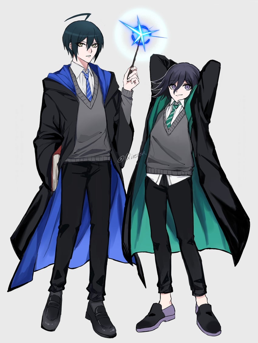 oma kokichi and saihara shuichi (danganronpa and 1 more) drawn by qiretsu