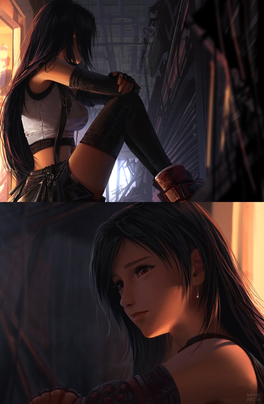 tifa lockhart (final fantasy and 2 more) drawn by safaia