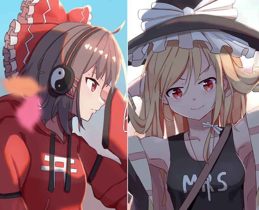 hakurei reimu and kirisame marisa (touhou) drawn by vanilla_flan