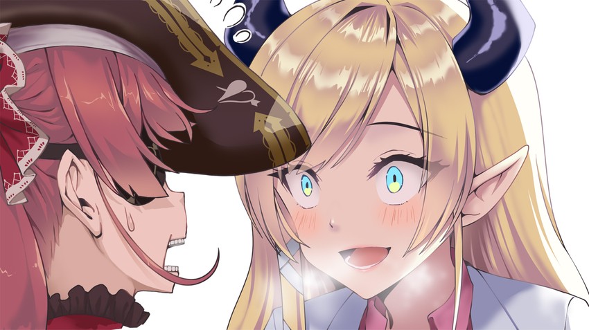 houshou marine and yuzuki choco (hololive) drawn by kubota_masaki