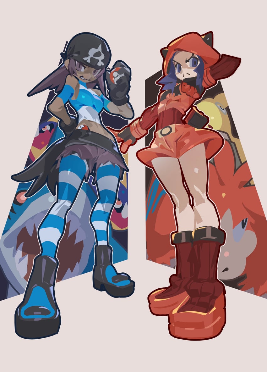 sharpedo, camerupt, team aqua grunt, team magma grunt, numel, and 1 more (pokemon and 1 more) drawn by bluegeyko