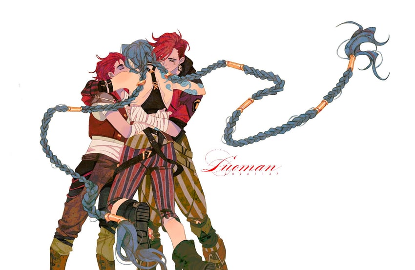 jinx, vi, arcane jinx, and arcane vi (league of legends and 1 more) drawn by luoman19921