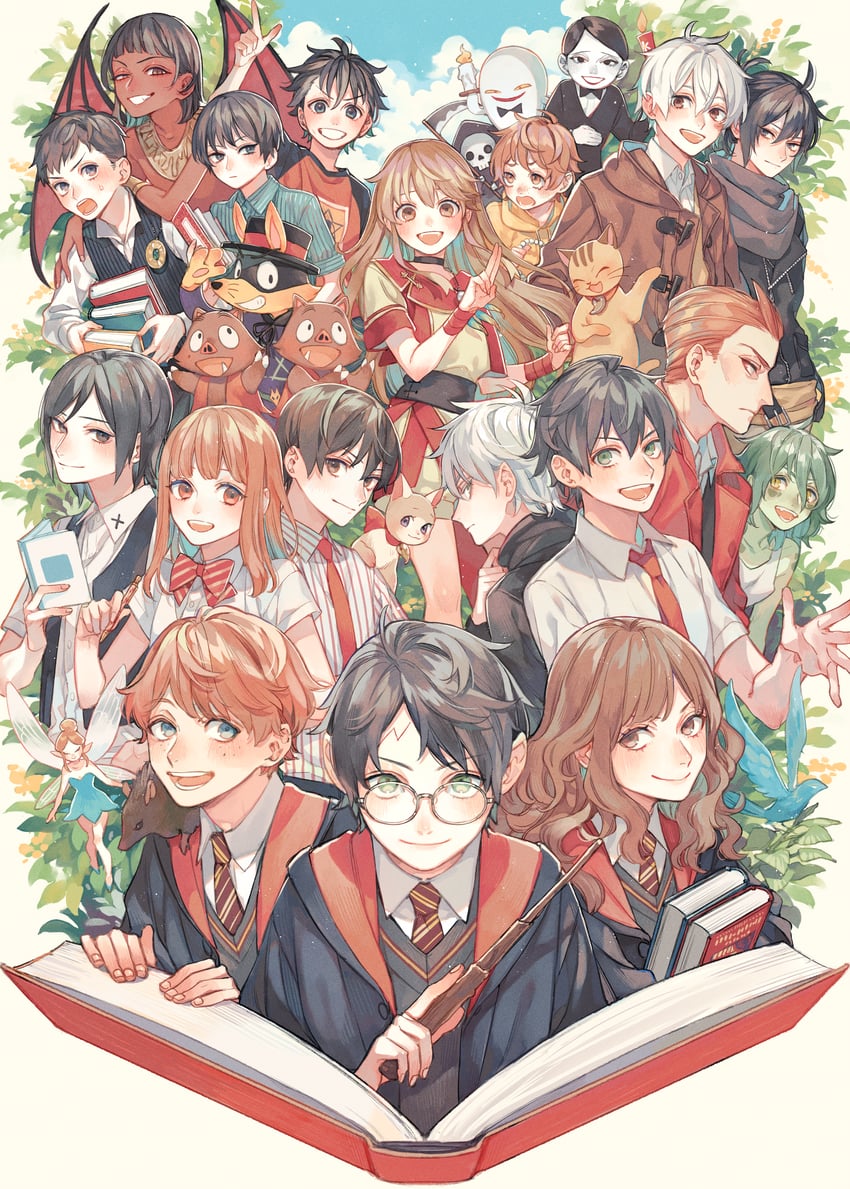 hermione granger, harry potter, nezumi, shion, darren shan, and 12 more (wizarding world and 10 more) drawn by toshiki_(joli)