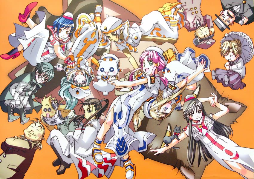 mizunashi akari, alice carroll, aika granzchesta, aria pokoteng, alicia florence, and 12 more (aria) drawn by amano_kozue