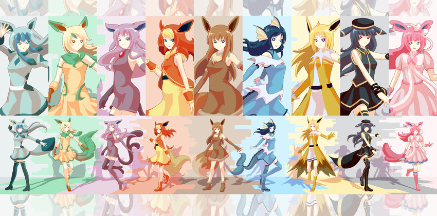 eevee, sylveon, umbreon, glaceon, vaporeon, and 4 more (pokemon) drawn by lord_jack