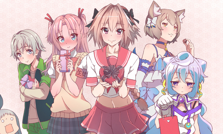 astolfo, hacka doll 3, felix argyle, kanzaki hideri, totsuka saika, and 1 more (fate and 6 more) drawn by kukie-nyan