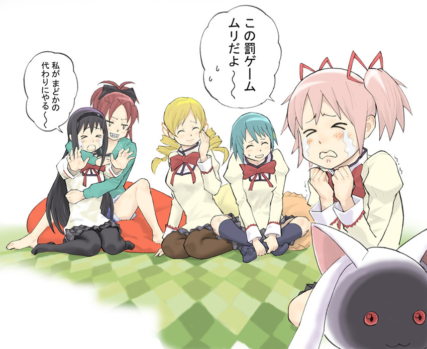 akemi homura, kaname madoka, miki sayaka, sakura kyoko, tomoe mami, and 1 more (mahou shoujo madoka magica) drawn by ezunoezume