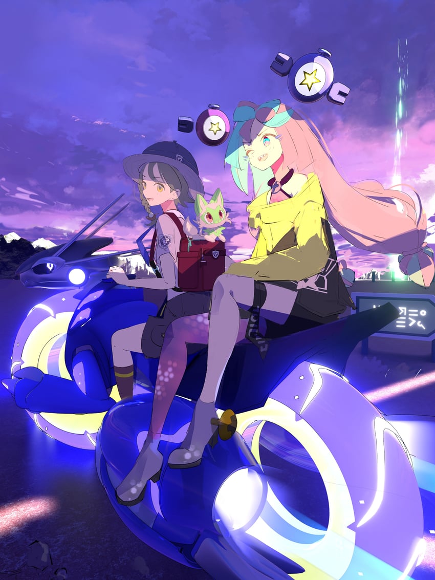 iono, juliana, sprigatito, and miraidon (pokemon and 1 more) drawn by gurumaruhana