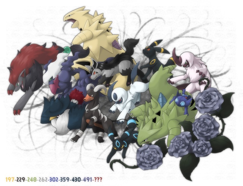 umbreon, absol, darkrai, zoroark, houndoom, and 4 more (pokemon) drawn by ditb