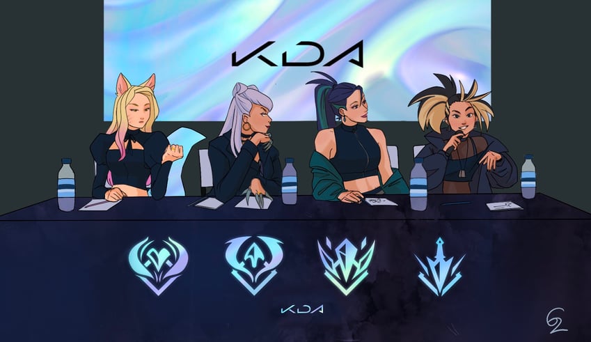 ahri, akali, evelynn, kai'sa, k/da all out evelynn, and 7 more (league of legends) drawn by gzdraw