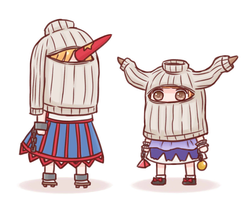 ibuki suika and hoshiguma yuugi (touhou) drawn by batta_(ijigen_debris)