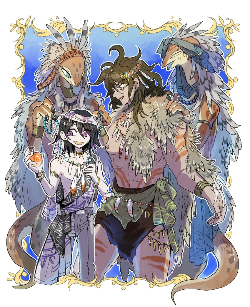 oma kokichi and gokuhara gonta (danganronpa and 1 more) drawn by kumakoro_(tetsupag)