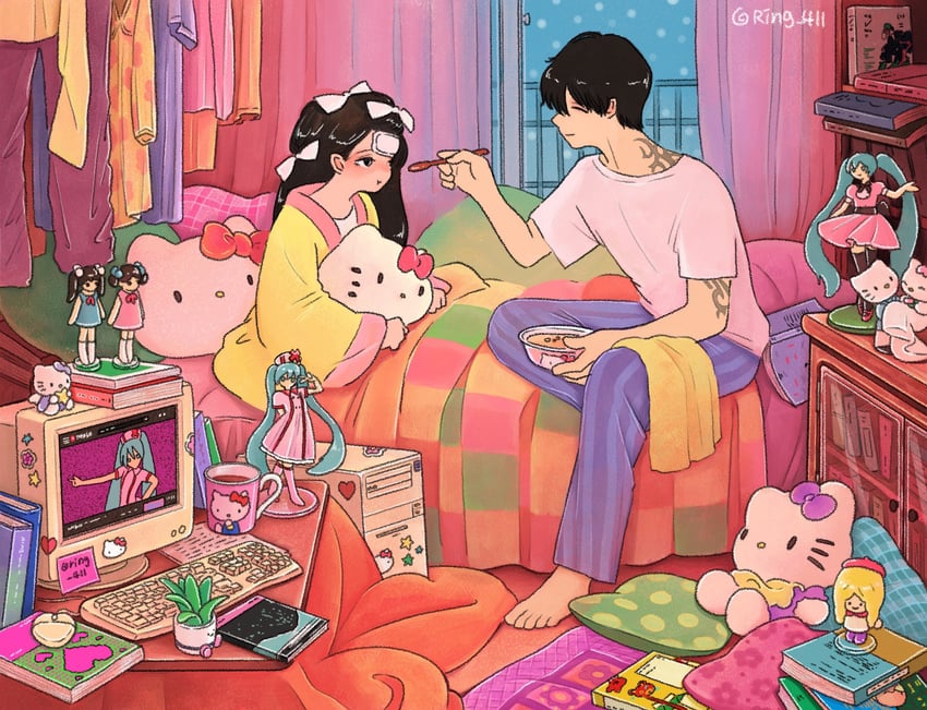 hatsune miku, hello kitty, and dear daniel (original and 5 more) drawn by ring_411
