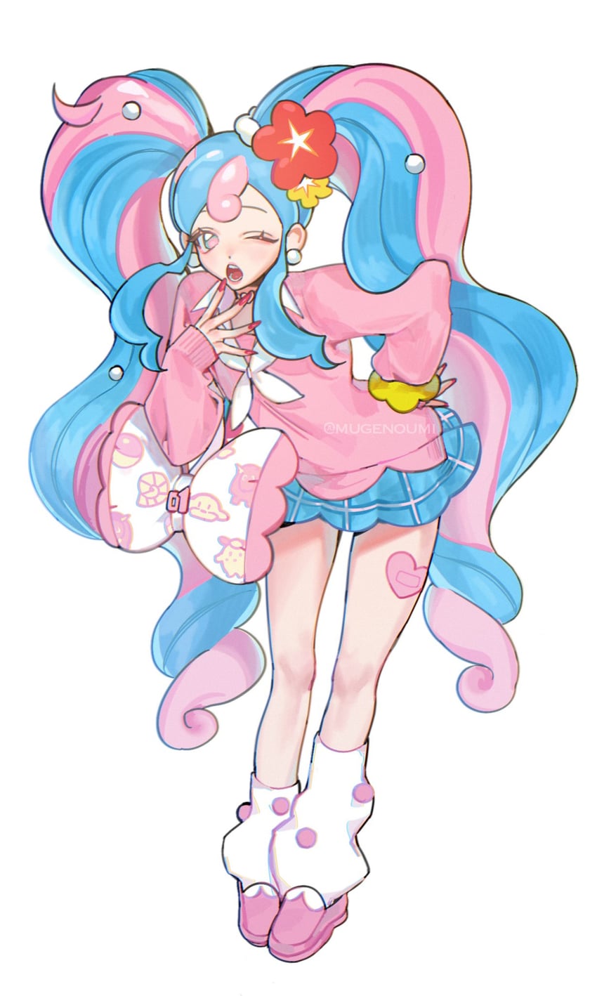 hatsune miku, fairy miku, clefairy sprite, bull sprite, fish sprite, and 1 more (pokemon and 2 more) drawn by yoonmiumi