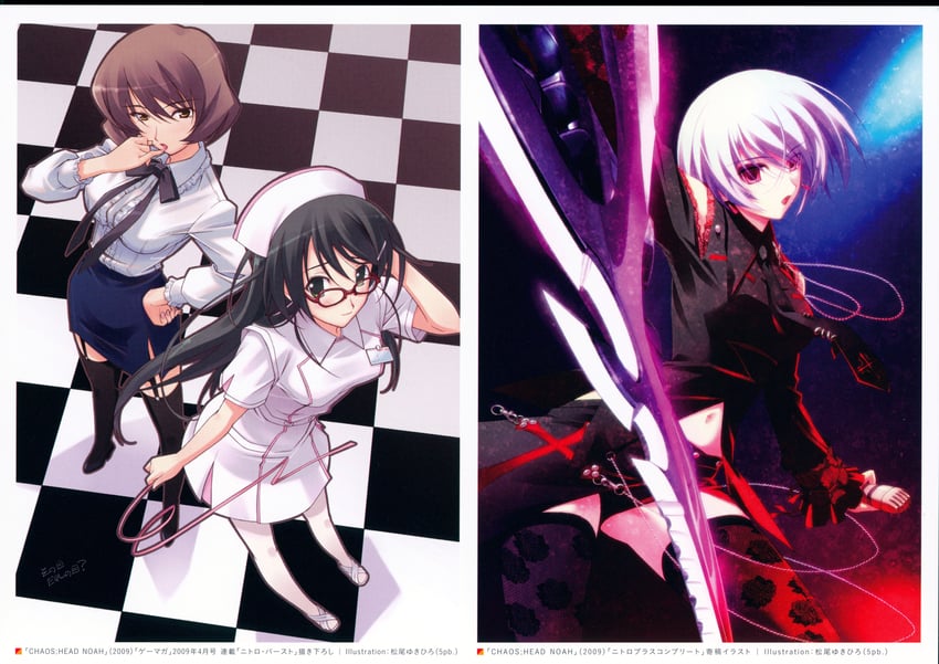 kishimoto ayase, hazuki shino, and momose katsuko (chaos;head and 1 more) drawn by matsuo_yukihiro