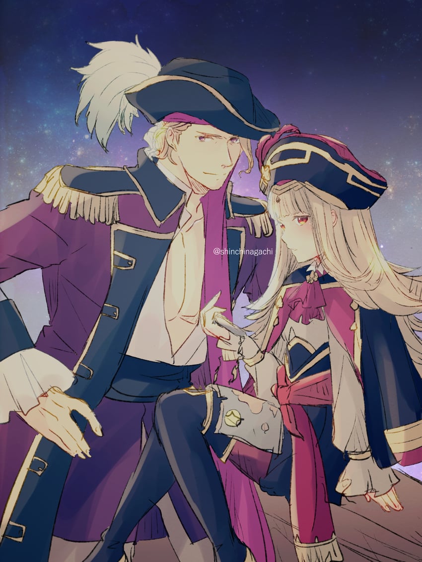 xander and veronica (fire emblem and 2 more) drawn by nishimura_(shinchinagachi)