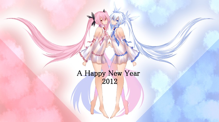 hatsune miku, yuki miku, and sakura miku (vocaloid) drawn by daive