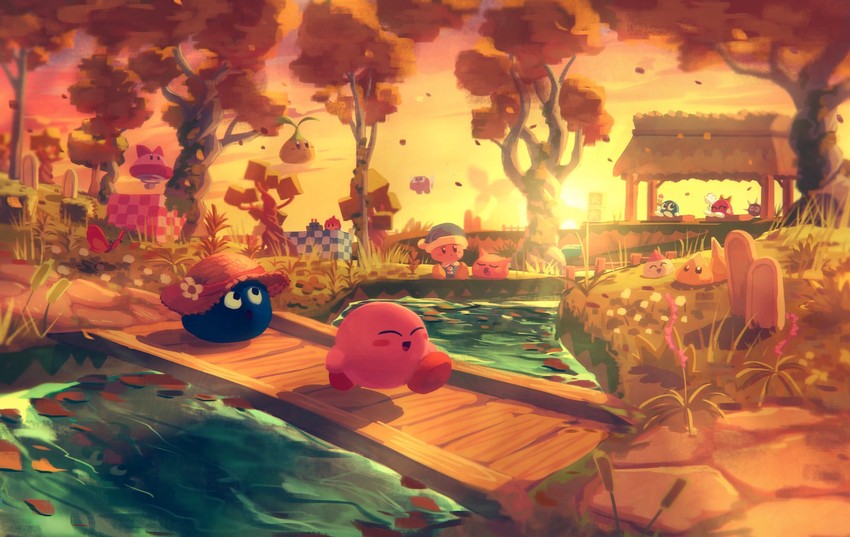 kirby, gooey, morpho knight, scarfy, bronto burt, and 10 more (kirby) drawn by suyasuyabi