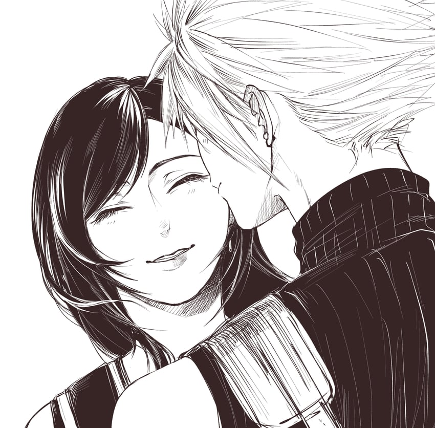 tifa lockhart and cloud strife (final fantasy and 3 more) drawn by kirinomon