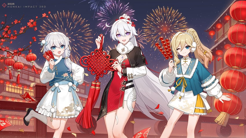 kiana kaslana, theresa apocalypse, and durandal (honkai and 1 more)