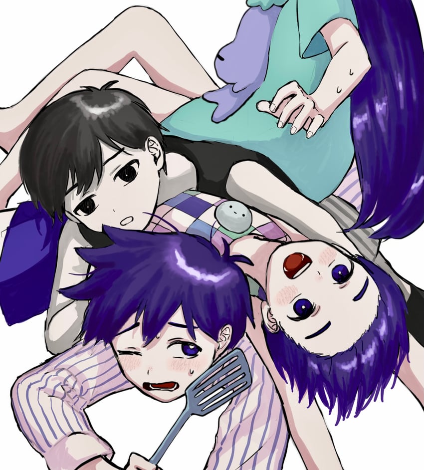 omori, aubrey, kel, hero, mr. plantegg, and 1 more (omori) drawn by renshu_usodayo