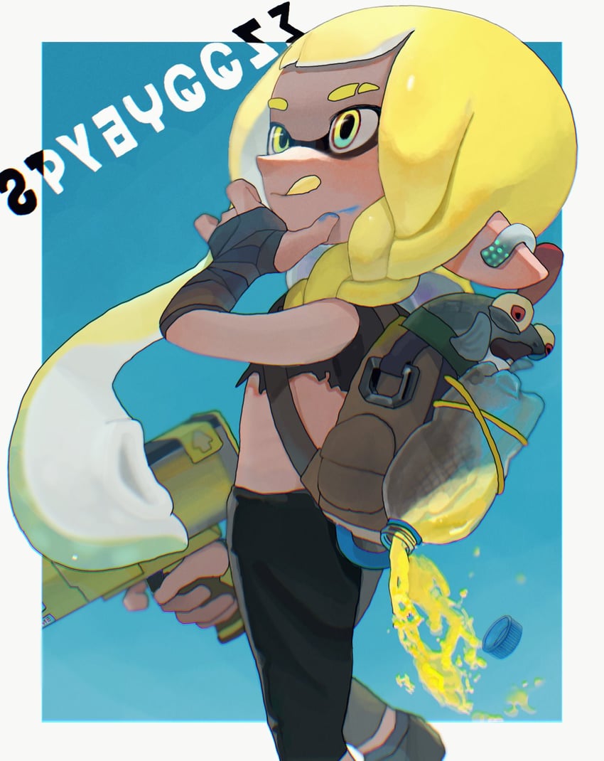 inkling player character, inkling girl, smallfry, and agent 3 (splatoon and 1 more) drawn by mepo_1