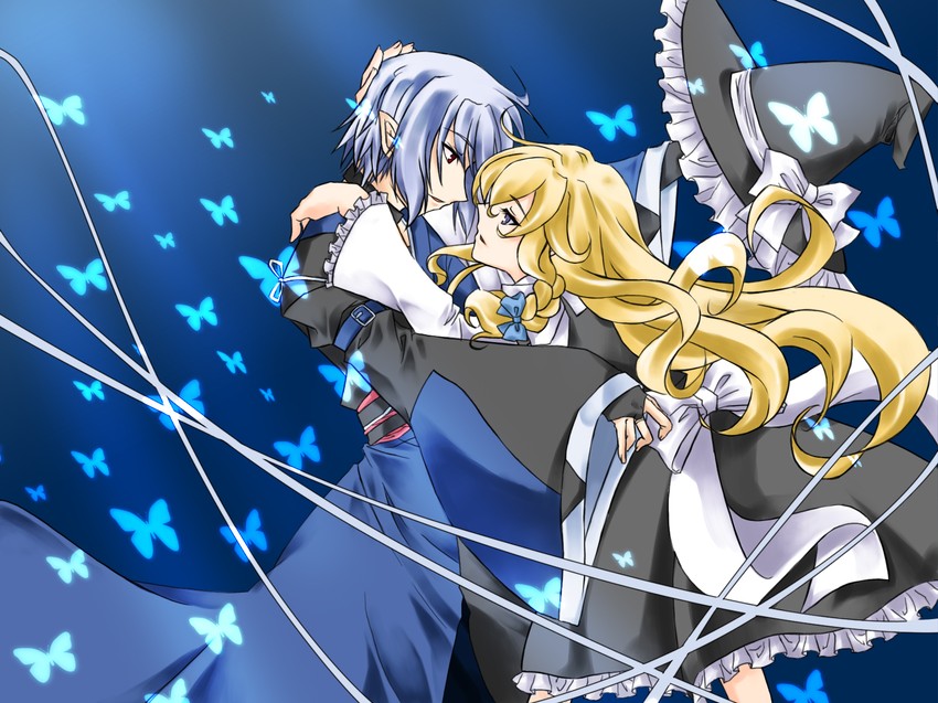 kirisame marisa and morichika rinnosuke (touhou) drawn by crossteea
