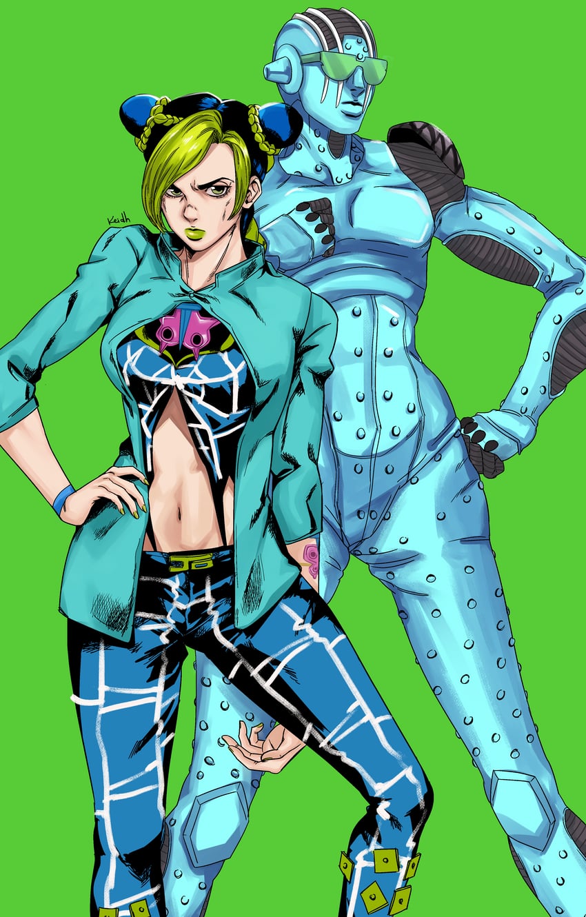 kujo jolyne and stone free (jojo no kimyou na bouken and 1 more) drawn by kei_dragonsheaven