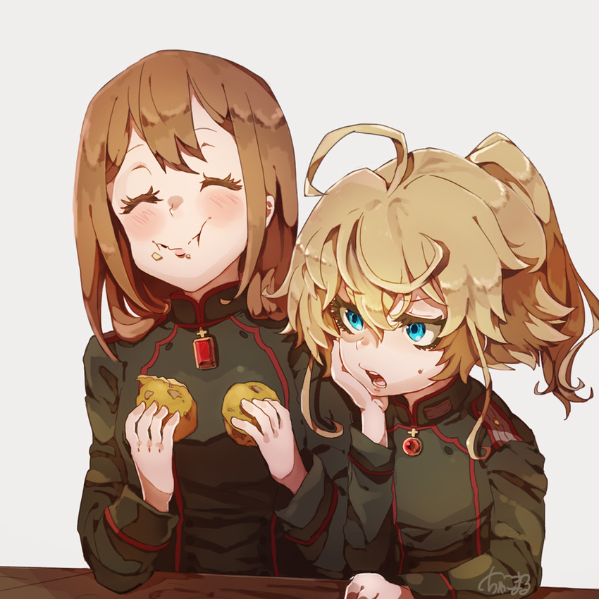 tanya degurechaff and viktoriya ivanovna serebryakov (youjo senki) drawn by chakomaru