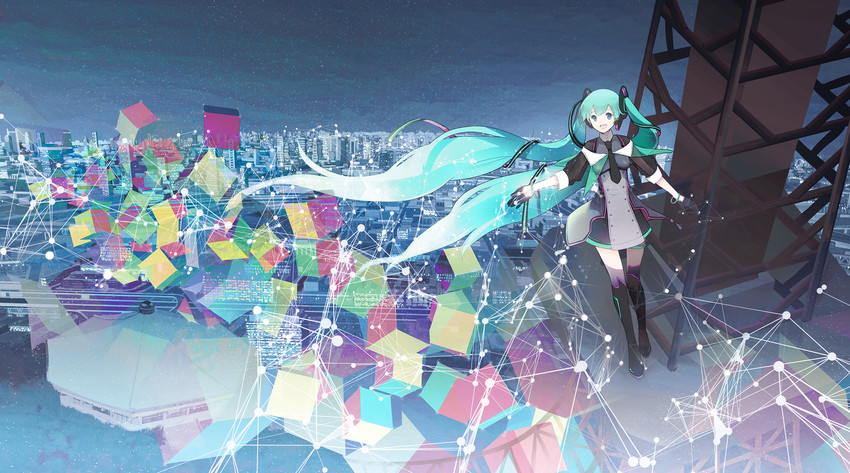 hatsune miku and magical mirai miku (vocaloid and 1 more) drawn by chris4708