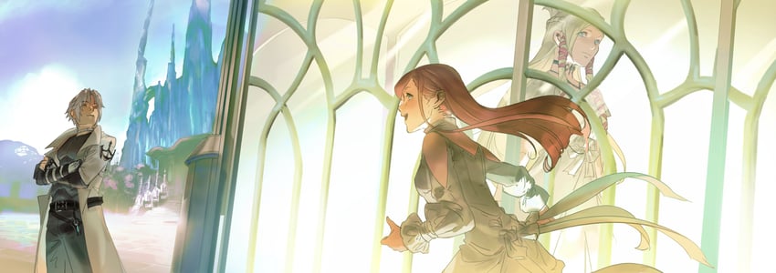 ryne waters, thancred waters, and minfilia warde (final fantasy and 1 more) drawn by sona_(mmediocreman)