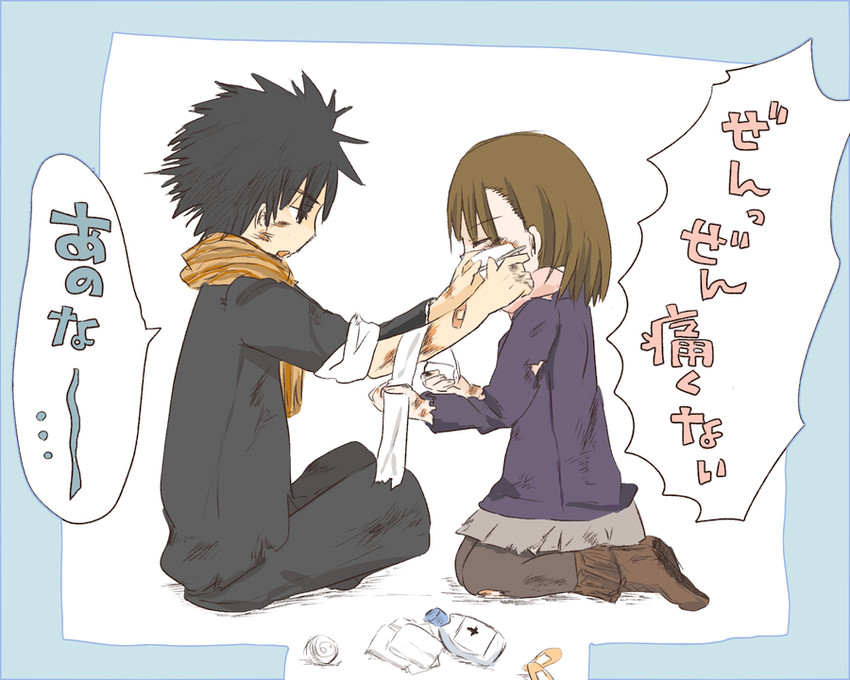 misaka mikoto and kamijou touma (toaru majutsu no index and 1 more) drawn by aitamochi_(suita)