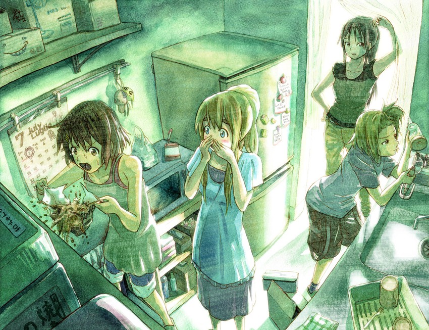 akiyama mio, hirasawa yui, tainaka ritsu, and kotobuki tsumugi (k-on!) drawn by hashiribe_akira