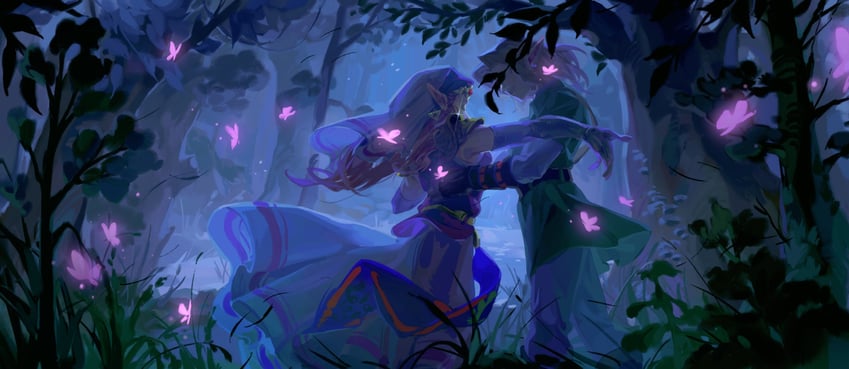 link and princess zelda (the legend of zelda and 1 more) drawn by octahooves