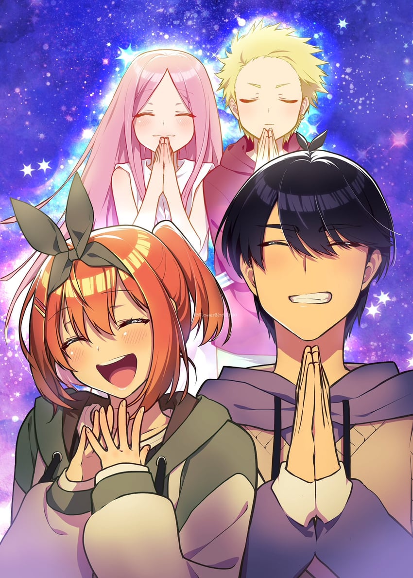 nakano yotsuba and uesugi fuutarou (go-toubun no hanayome) drawn by yu_(flowerbird3830)