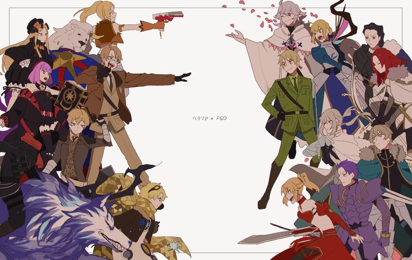 artoria pendragon, saber, abigail williams, mordred, america, and 14 more (fate and 2 more) drawn by kome_043