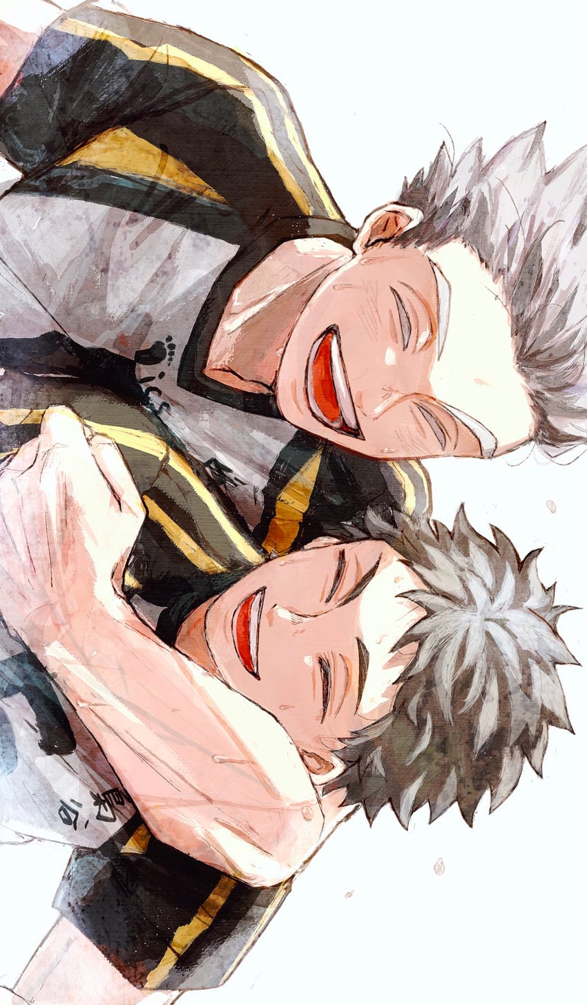 bokuto koutarou and akaashi keiji (haikyuu!!) drawn by ilst_prac_hq