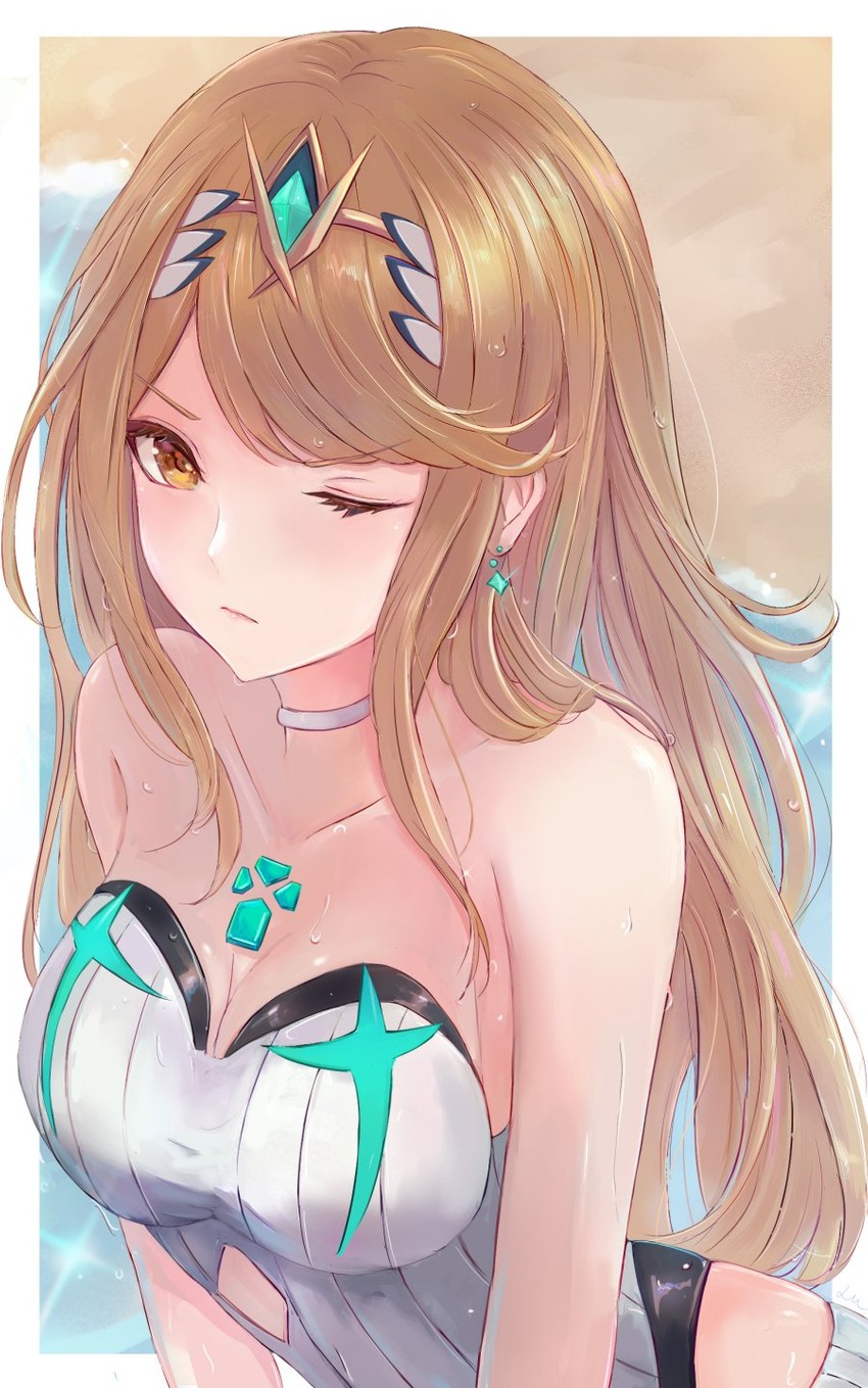 mythra (xenoblade chronicles and 1 more) drawn by leonmandala