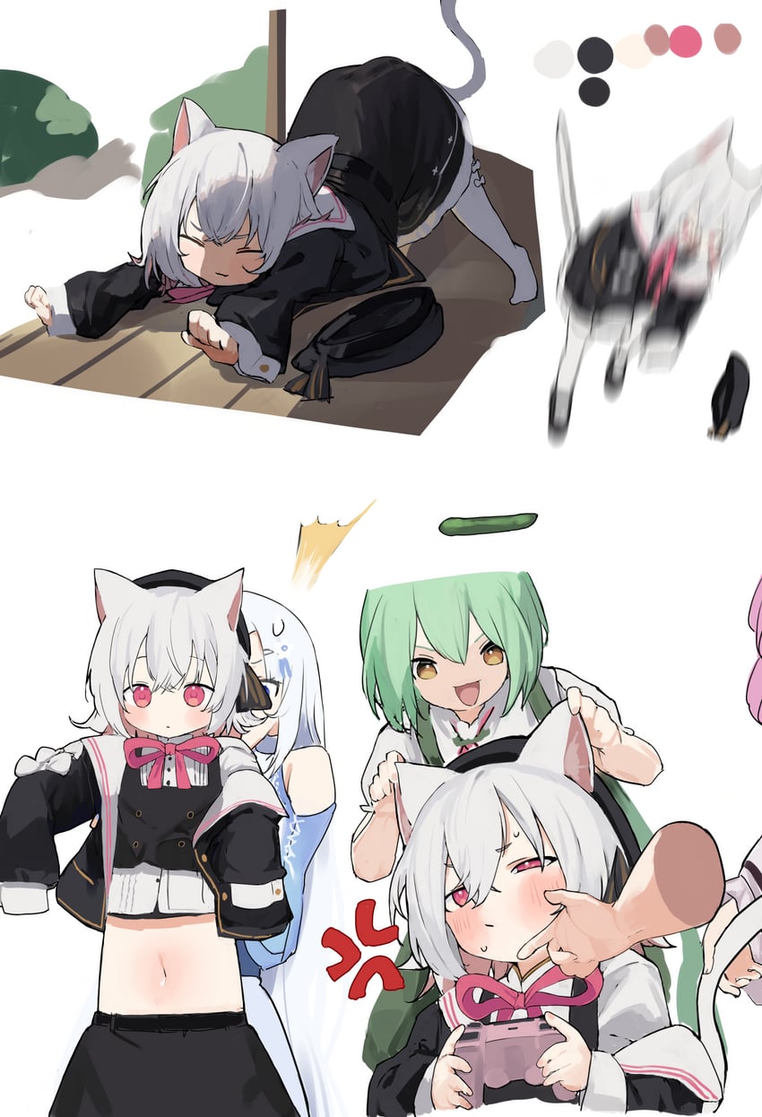 zundamon, shikoku metan, sayo, and whitecul (voicevox) drawn by pocche-ex