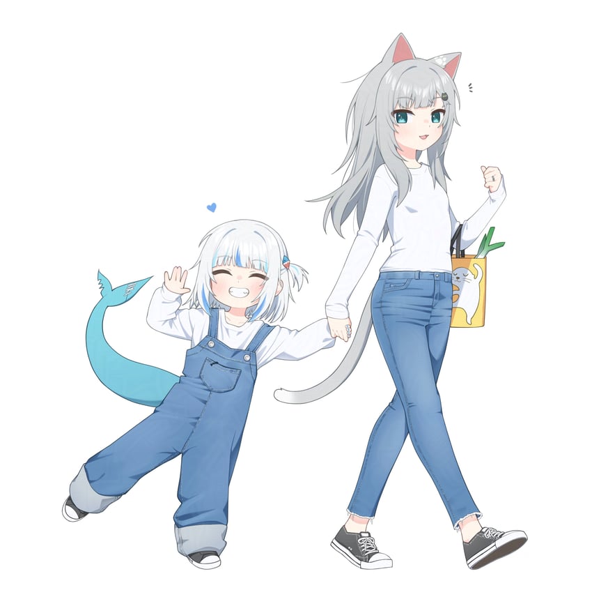 gawr gura, nachoneko, and hennyano (hololive and 2 more) drawn by ugaaaa1