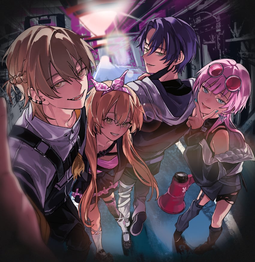 kenmochi touya, fushimi gaku, yuuhi riri, and ienaga mugi (nijisanji) drawn by sumi_(n29250)