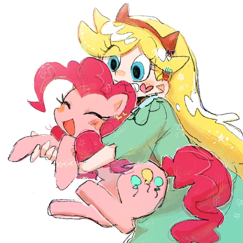 pinkie pie and star butterfly (my little pony and 2 more) drawn by nendo23