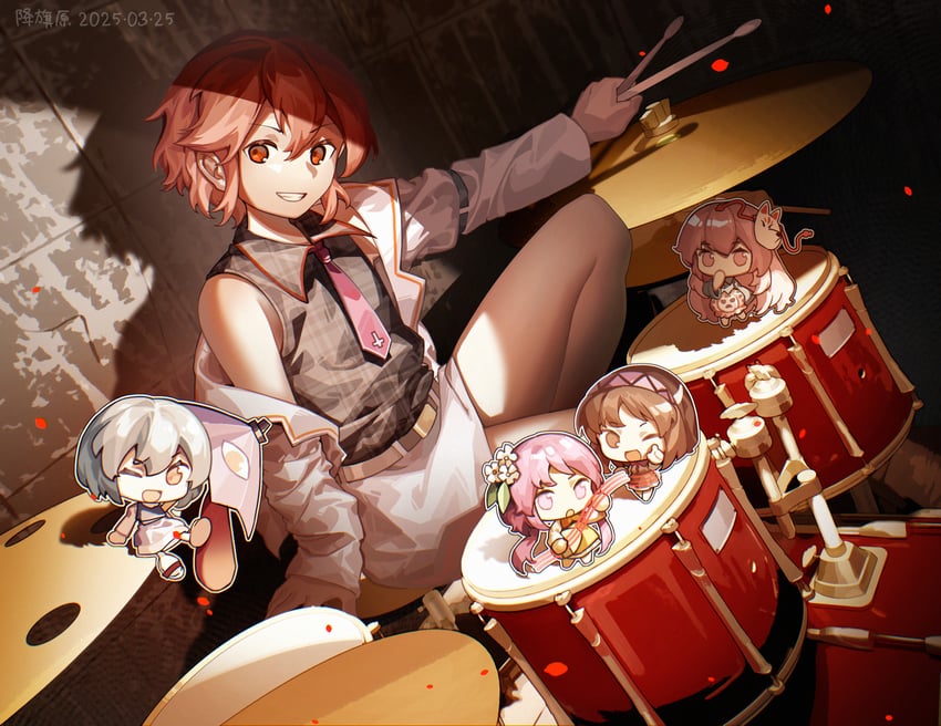 tatara kogasa, hata no kokoro, horikawa raiko, tsukumo benben, and tsukumo yatsuhashi (touhou) drawn by furahata_gen