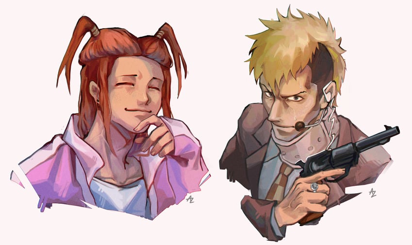 simeon saint and bronco knight (ace attorney and 2 more) drawn by anaizzzen