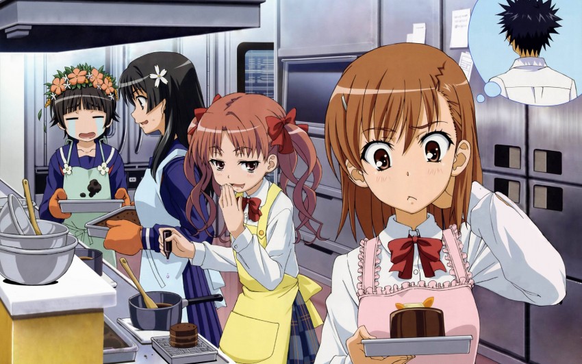misaka mikoto, shirai kuroko, kamijou touma, saten ruiko, and uiharu kazari (toaru majutsu no index and 1 more)