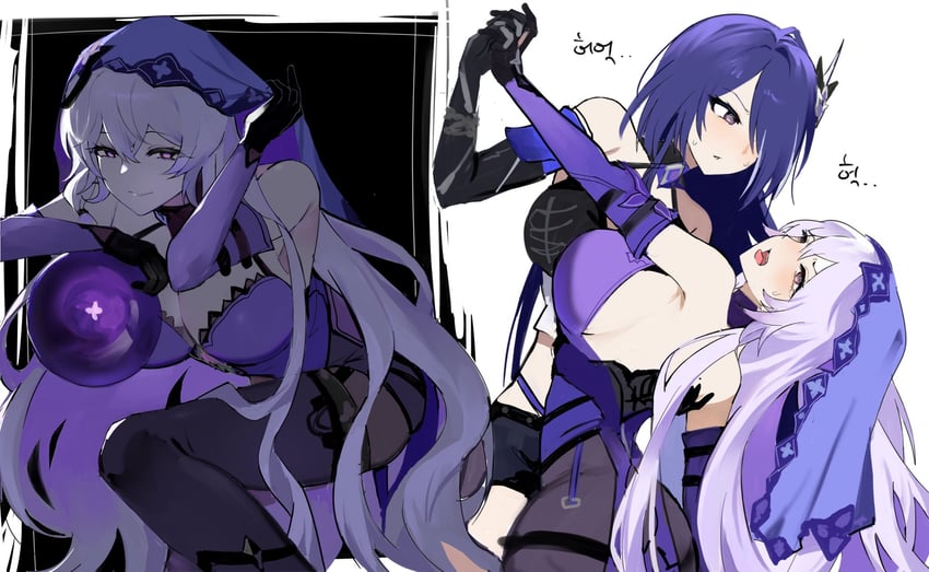 acheron and black swan (honkai and 1 more) drawn by hsk10107
