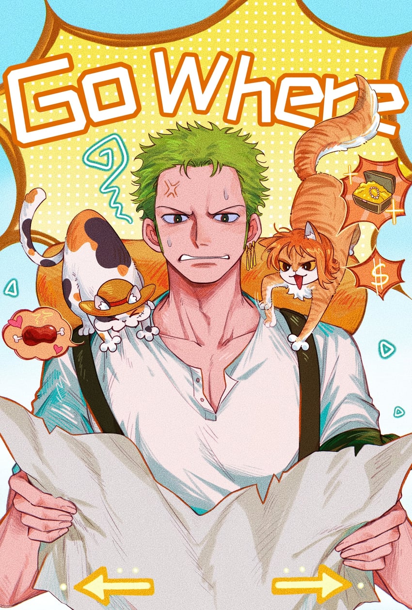 nami, monkey d. luffy, and roronoa zoro (one piece) drawn by jo_jun
