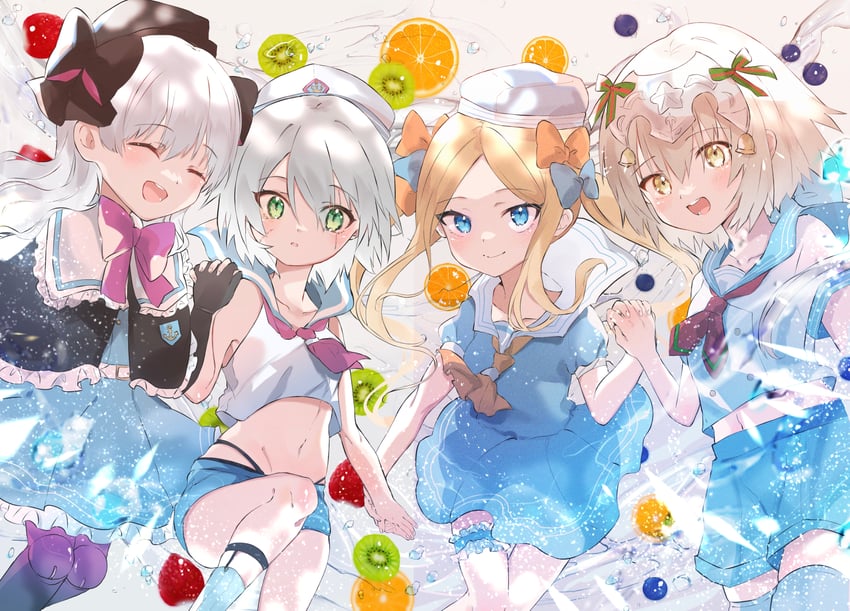 abigail williams, jack the ripper, jeanne d'arc alter santa lily, and nursery rhyme (fate and 1 more) drawn by draw_happy_set